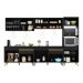 Armário de Cozinha Compacta 302cm com Leds Veneza Up Multimóveis V2014 Preto/Dourado