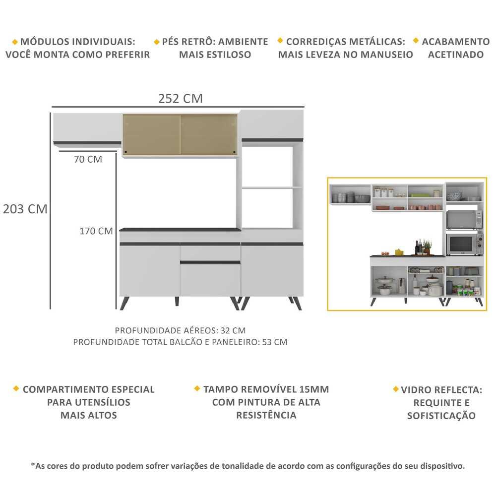 Armário de Cozinha Compacta 4 peças MP3691.964 Veneza Branco