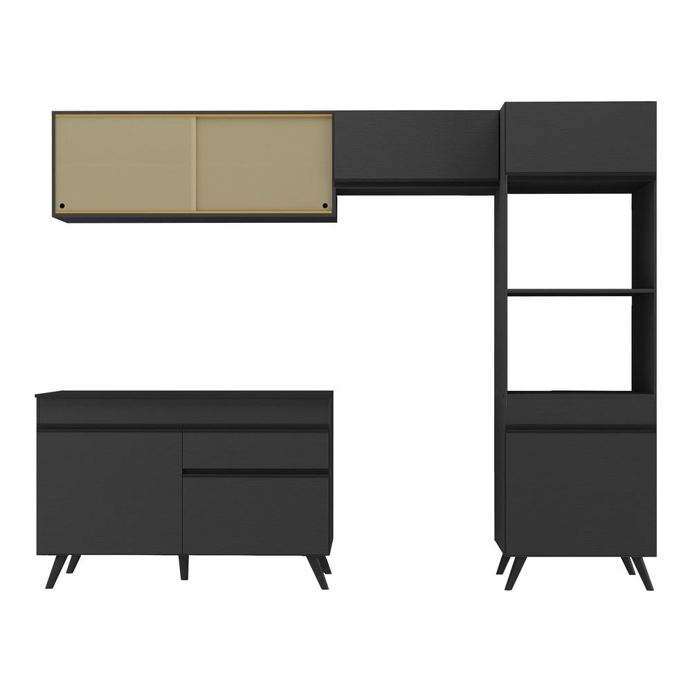 Armário de Cozinha Compacta 4 peças MP3692.895 Veneza Preto