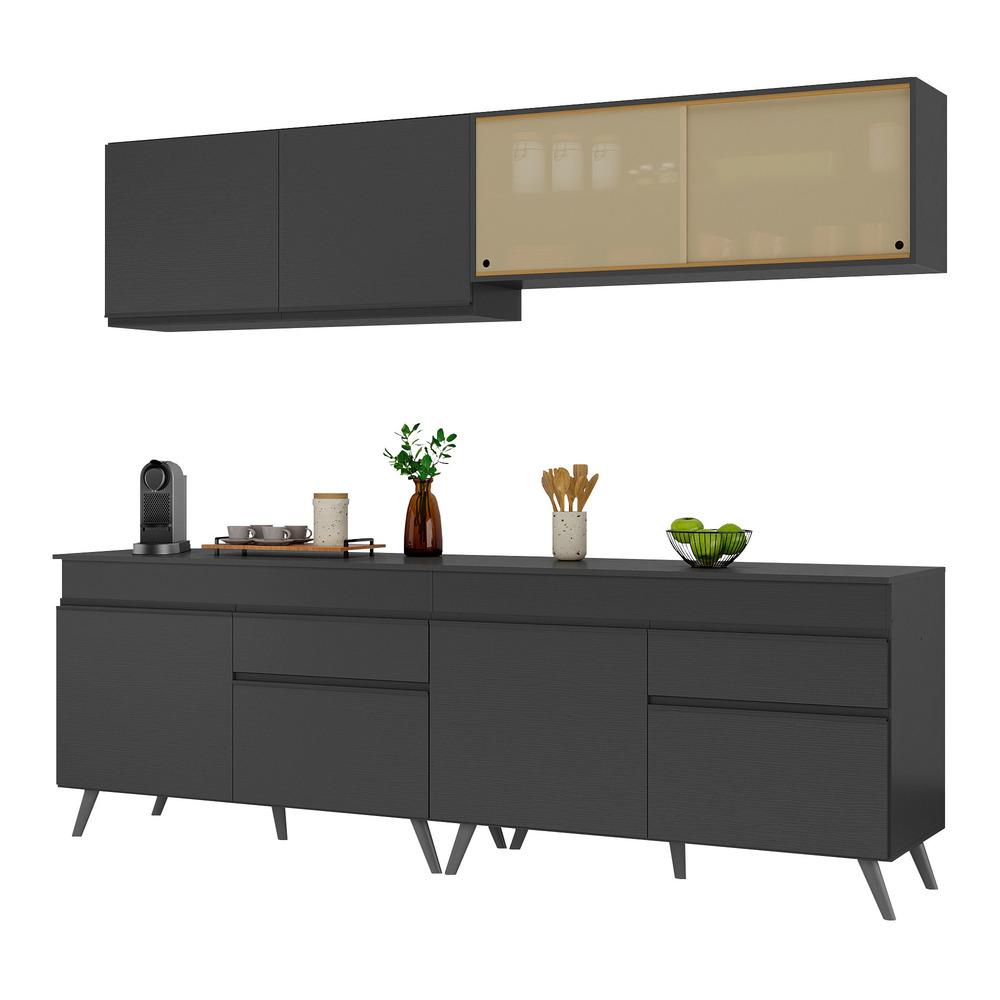 Armário de Cozinha Compacta 4 peças MP3696.895 Veneza Multimóveis Preto
