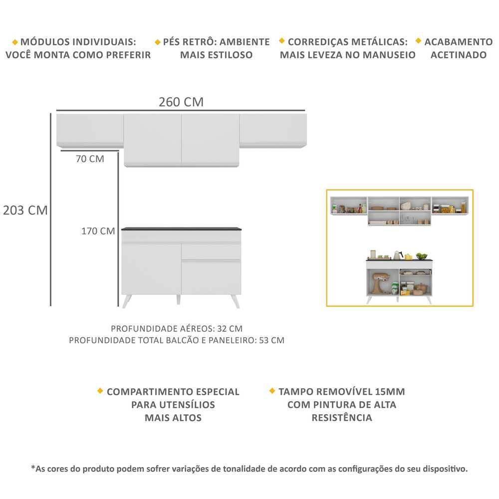 Armário de Cozinha Compacta 4 peças MP3697.891 Veneza Branco
