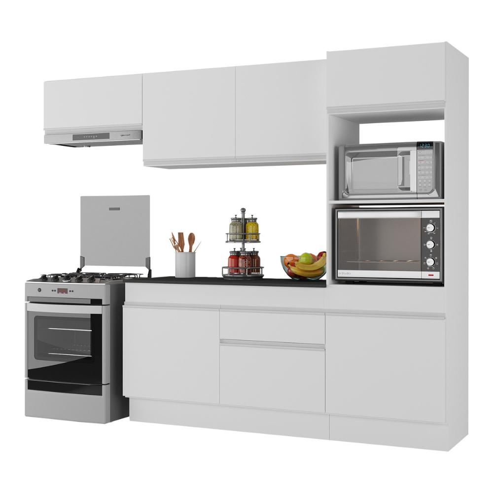 Armário de Cozinha Compacta 4 peças com Rodapé MP2176 Made Multimóveis Branco