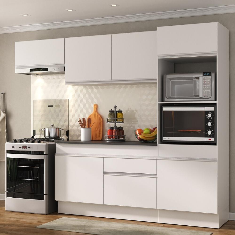 Armário de Cozinha Compacta 4 peças com Rodapé MP2176 Made Multimóveis Branco