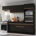 Armário de Cozinha Compacta 4 peças com Rodapé MP2176 Made Multimóveis Preto/Dourado