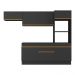 Armário de Cozinha Compacta 4 peças com Rodapé MP2176 Made Multimóveis Preto/Dourado