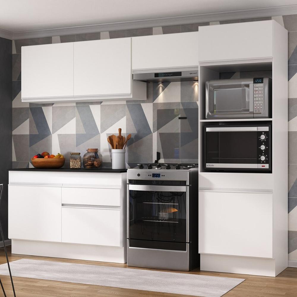 Armário de Cozinha Compacta 4 peças com Rodapé MP2193 Made Multimóveis Branco
