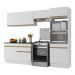 Armário de Cozinha Compacta 4 peças com Rodapé MP2193 Made Multimóveis Branco/Dourado