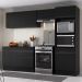Armário de Cozinha Compacta 4 peças com Rodapé MP2193 Made Multimóveis Preto