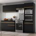 Armário de Cozinha Compacta 4 peças com Rodapé MP2193 Made Multimóveis Preto/Dourado