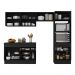 Armário de Cozinha Compacta 4 peças com Rodapé MP2193 Made Multimóveis Preto/Dourado