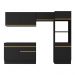 Armário de Cozinha Compacta 4 peças com Rodapé MP2193 Made Multimóveis Preto/Dourado
