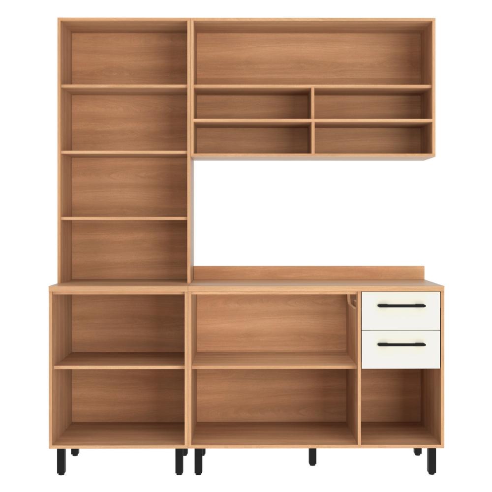 Armário de Cozinha Compacta Modulada 3 Peças com Balcão Havana Multimóveis CR20331 Rovere/Champanhe
