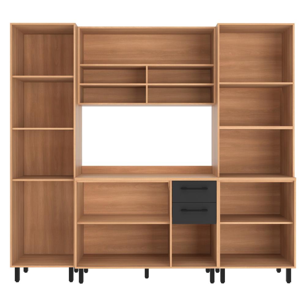 Armário de Cozinha Compacta Modulada 4 Peças Havana Multimóveis CR20329 Rovere/Grafite
