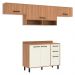 Armário de Cozinha Compacta Modulada 4 Peças com Balcão Havana Multimóveis CR20327 Rovere/Champanhe