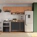 Armário de Cozinha Compacta Modulada 4 Peças com Balcão Havana Multimóveis CR20327 Rovere/Grafite