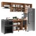 Armário de Cozinha Compacta Modulada 4 Peças com Balcão Havana Multimóveis CR20327 Rovere/Grafite