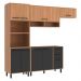 Armário de Cozinha Compacta Modulada 4 Peças com Gabinete Pia Havana Multimóveis CR20321 Rovere/Grafite