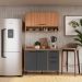 Armário de Cozinha Compacta Modulada com Balcão Havana Multimóveis CR20339 Rovere/Grafite