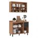 Armário de Cozinha Compacta Modulada com Balcão Havana Multimóveis CR20339 Rovere/Grafite