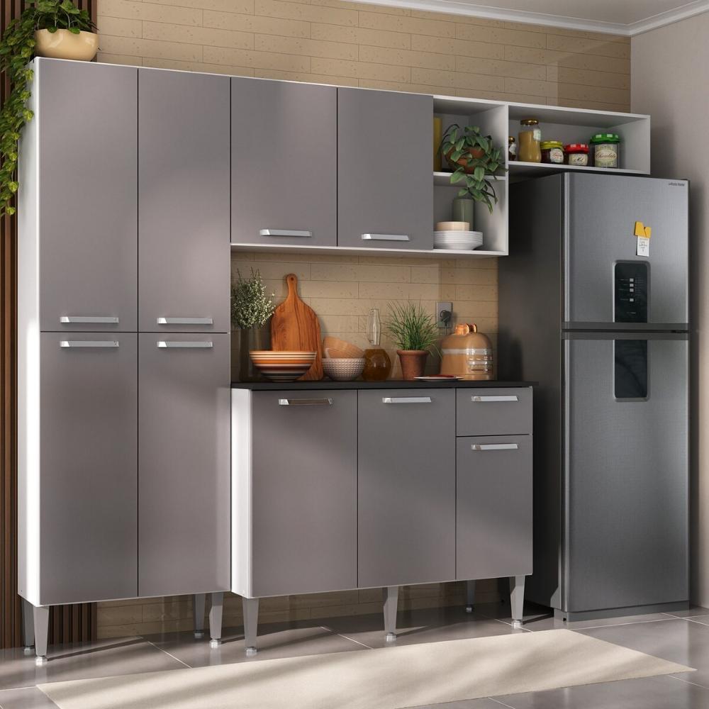 Armário de Cozinha Compacta Pequim Multimóveis V2933 - Branco/Lacca Fumê