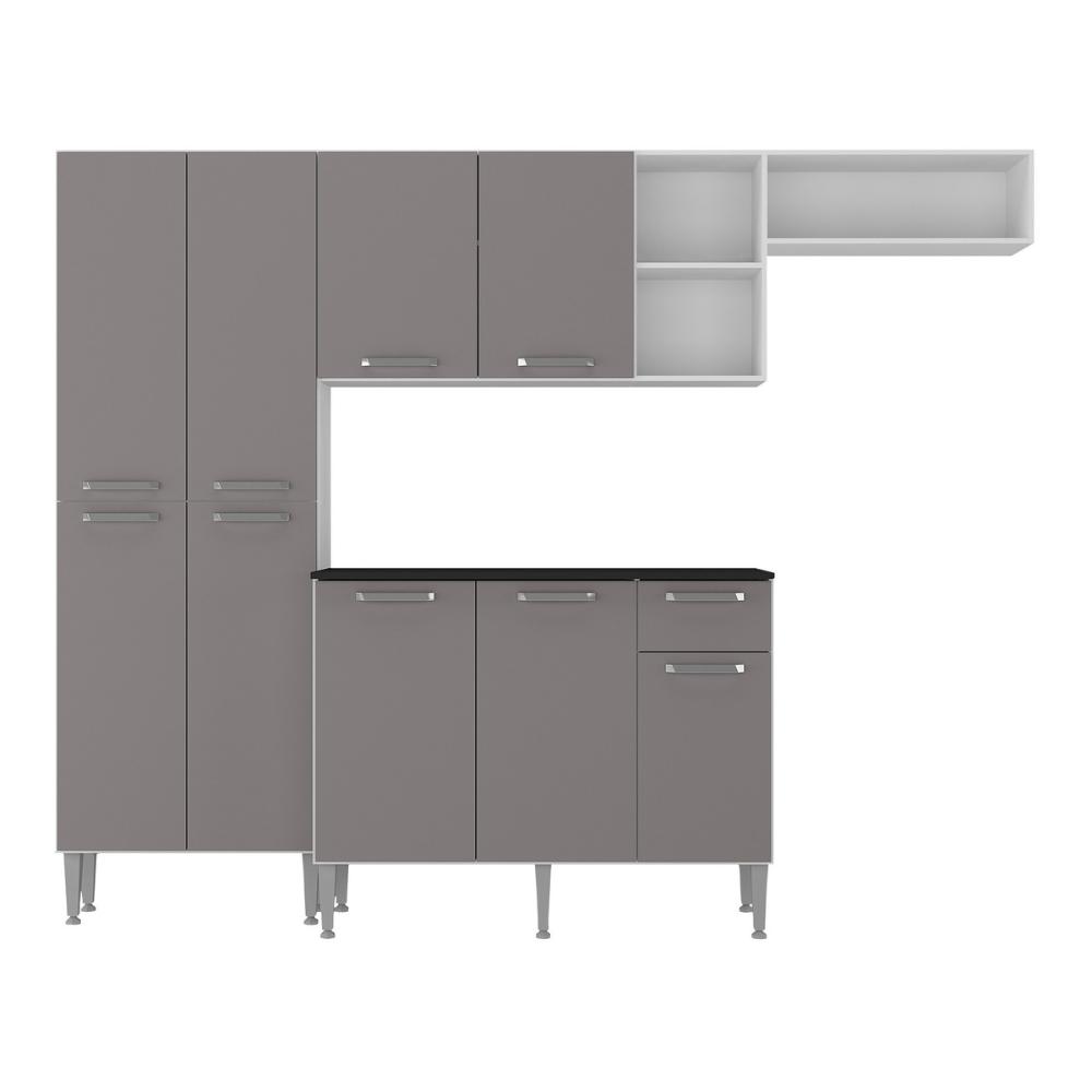 Armário de Cozinha Compacta Pequim Multimóveis V2933 - Branco/Lacca Fumê