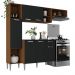 Armário de Cozinha Compacta Smart Multimóveis MP2219 Madeirado/Preto