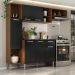 Armário de Cozinha Compacta Smart Multimóveis MP2219 Madeirado/Preto