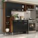 Armário de Cozinha Compacta Smart Multimóveis MP2220 Madeirado/Preto