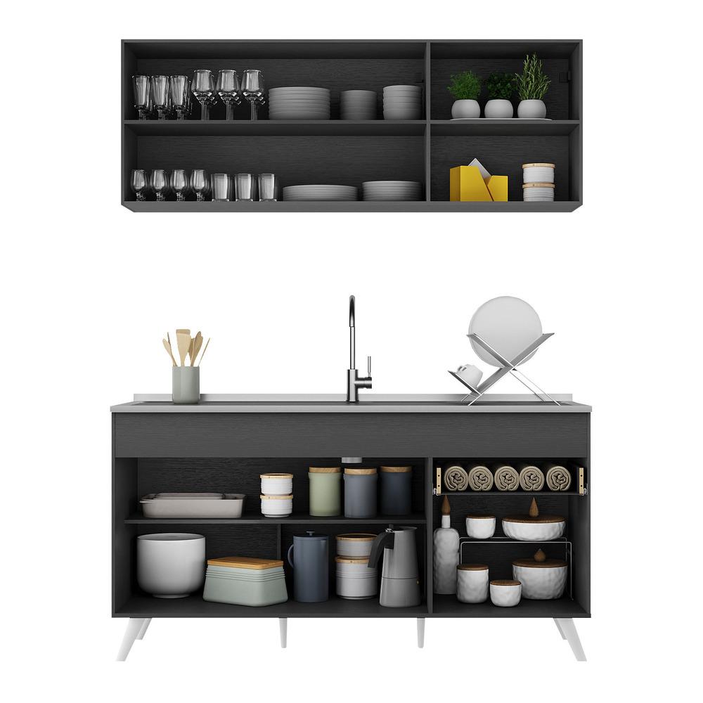 Armário de Cozinha Compacta Veneza Multimóveis MP2079.898 Preto