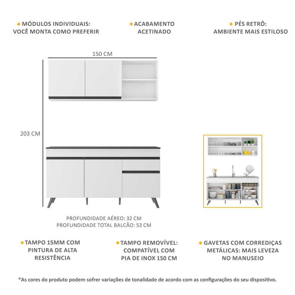 Armário de Cozinha Compacta Veneza Multimóveis MP2079.964 Branco