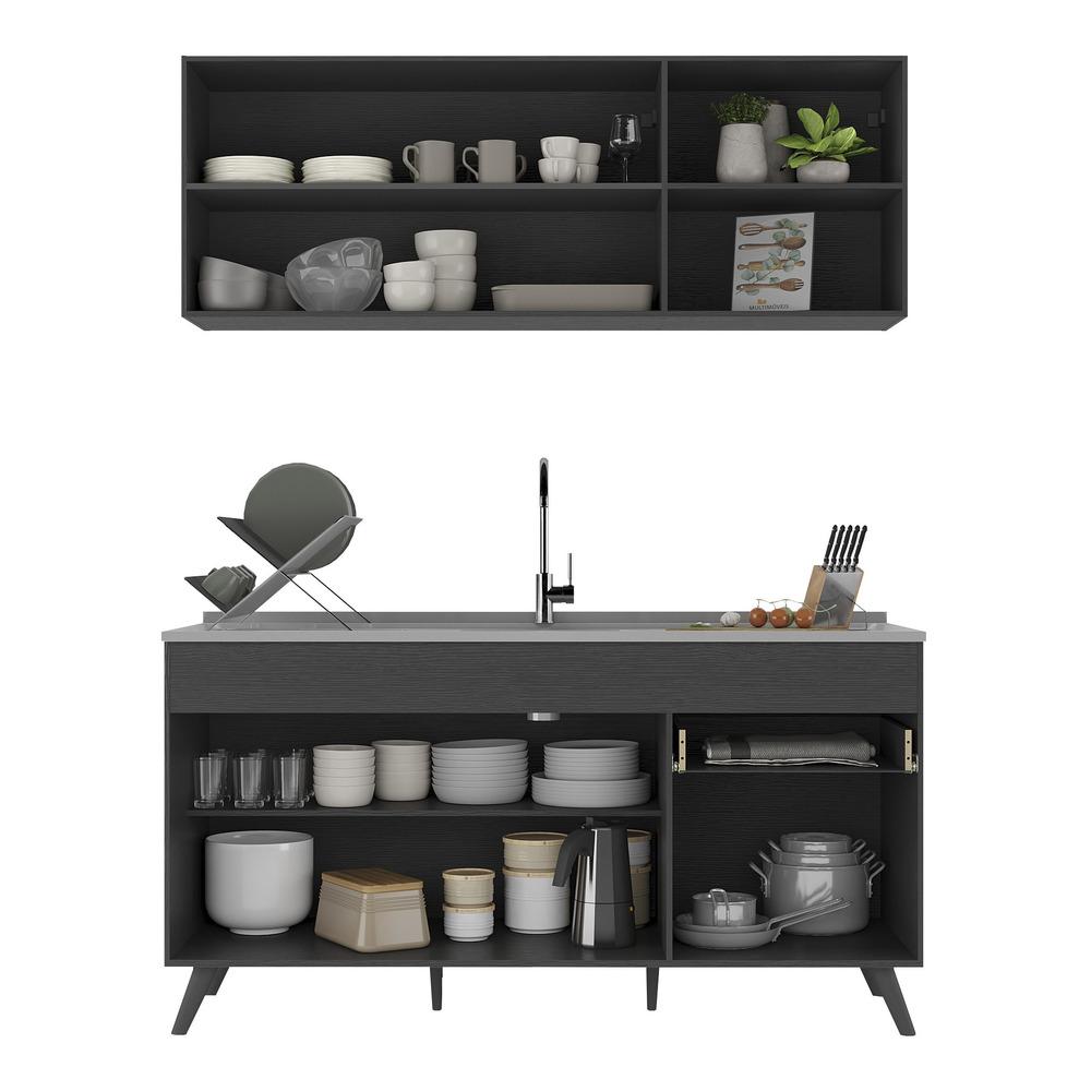 Armário de Cozinha Compacta Veneza Multimóveis MP2142.895 Preto
