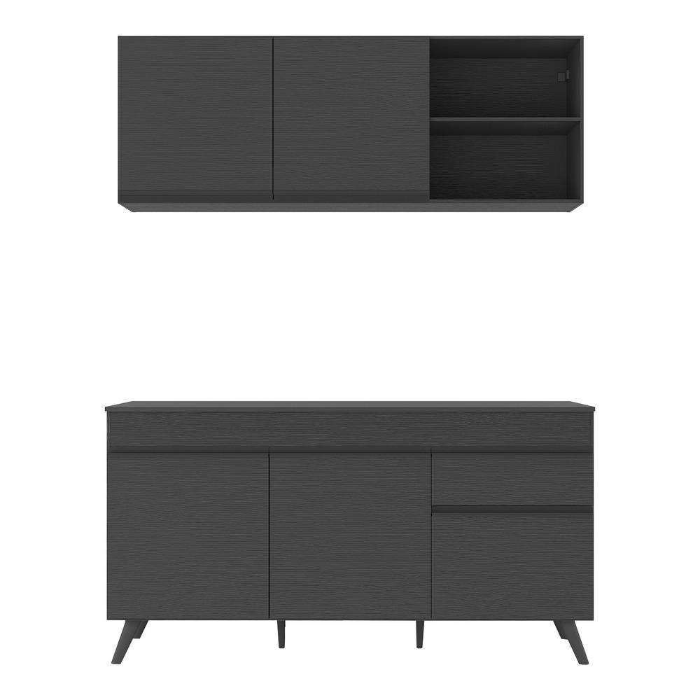 Armário de Cozinha Compacta Veneza Multimóveis MP2142.895 Preto
