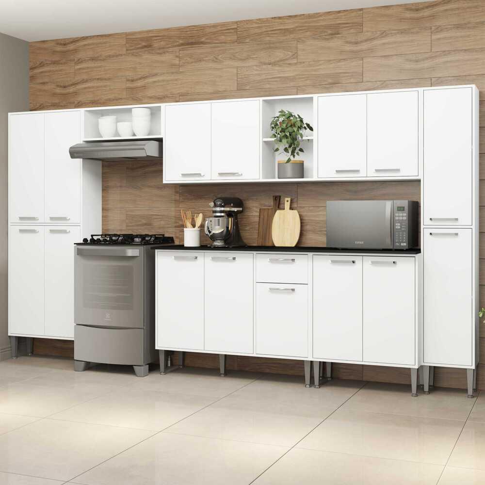 Armário de Cozinha Compacta Xangai Blues Multimóveis Branco