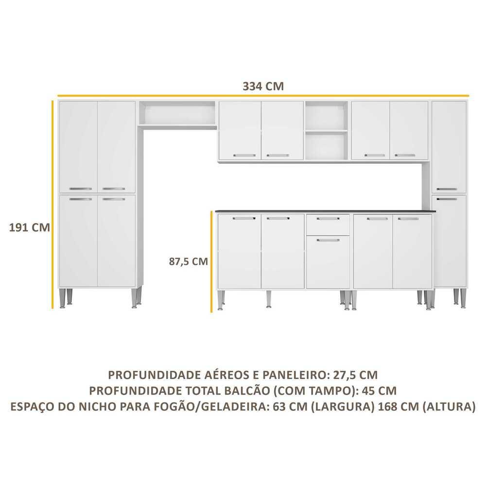 Armário de Cozinha Compacta Xangai Blues Multimóveis Branco