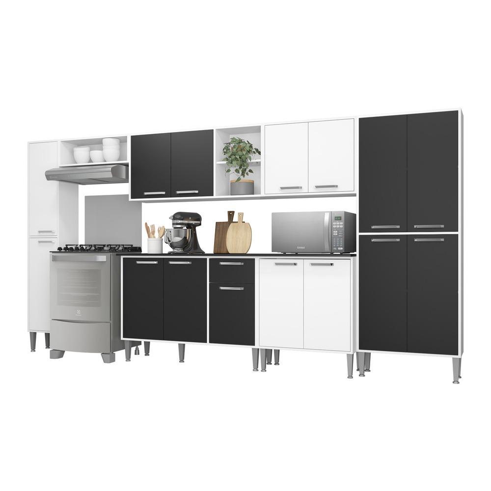 Armário de Cozinha Compacta Xangai Blues Multimóveis Branco/Preto