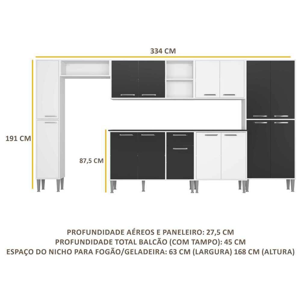 Armário de Cozinha Compacta Xangai Blues Multimóveis Branco/Preto