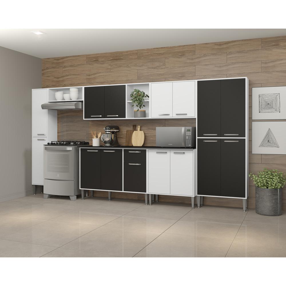 Armário de Cozinha Compacta Xangai Blues Multimóveis Branco/Preto