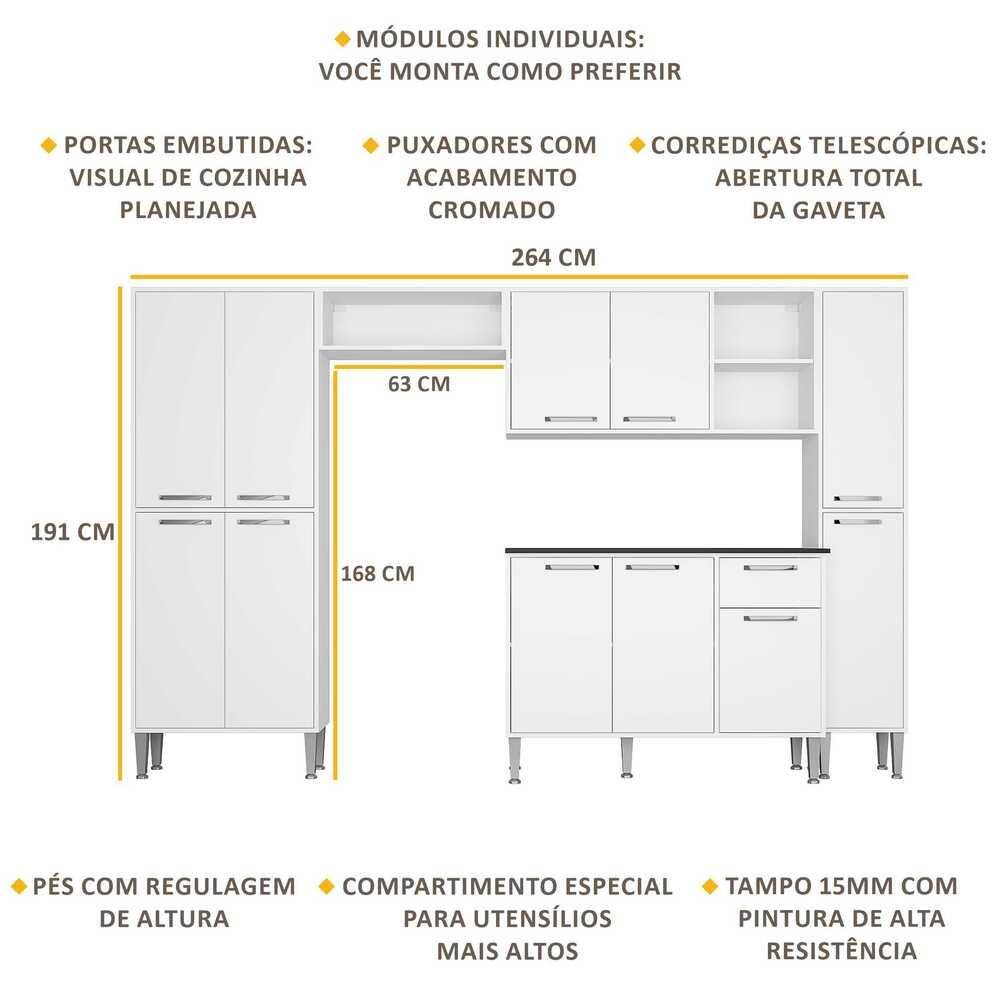 Armário de Cozinha Compacta Xangai Classic Multimóveis Branco