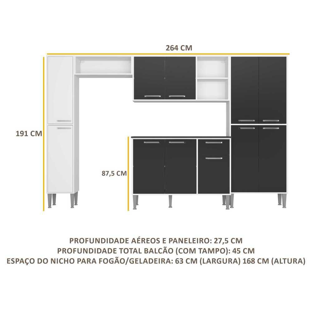 Armário de Cozinha Compacta Xangai Classic Multimóveis Branco/Preto