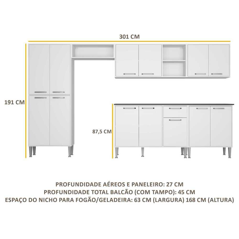 Armário de Cozinha Compacta Xangai Jazz Multimóveis Branco