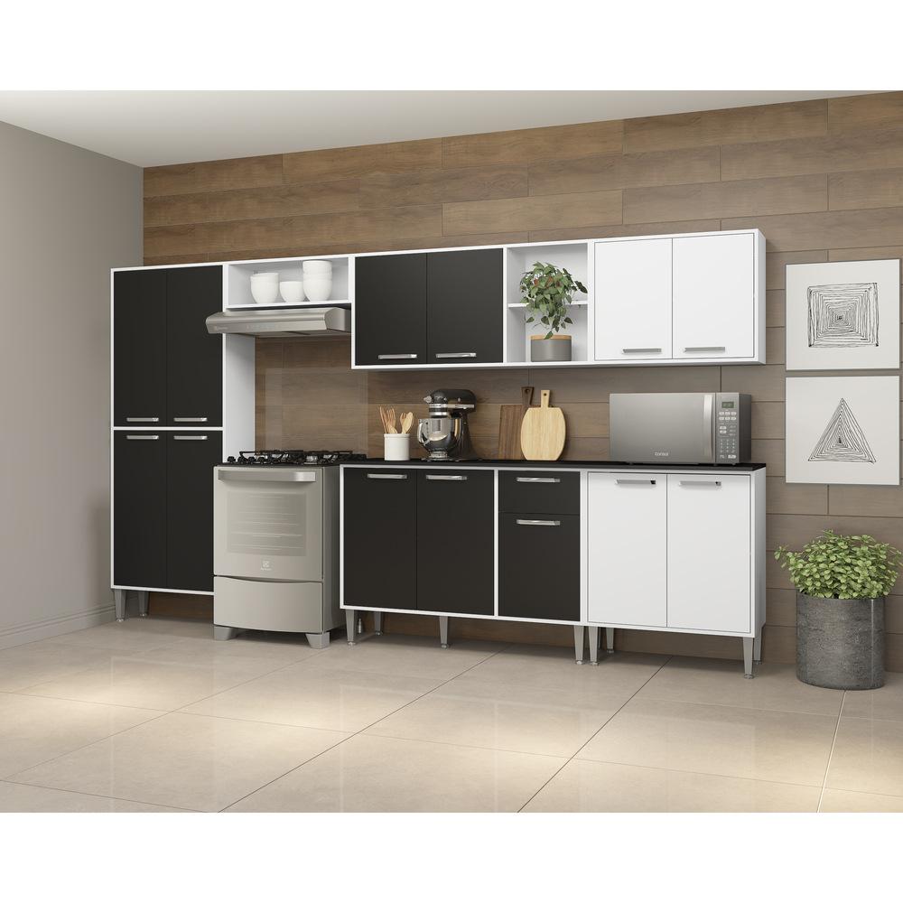 Armário de Cozinha Compacta Xangai Jazz Multimóveis Branco/Preto