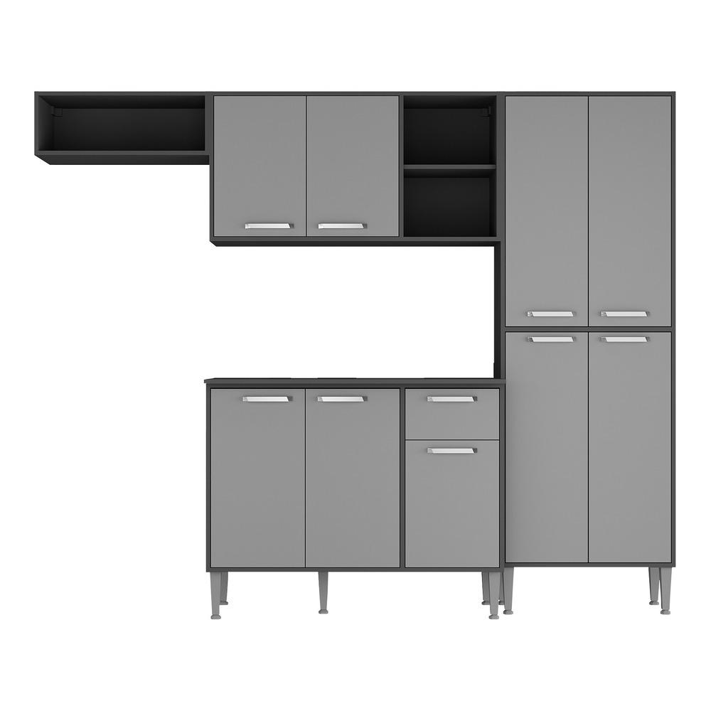 Armário de Cozinha Compacta Xangai Multimóveis V2840 Preto/Grafite
