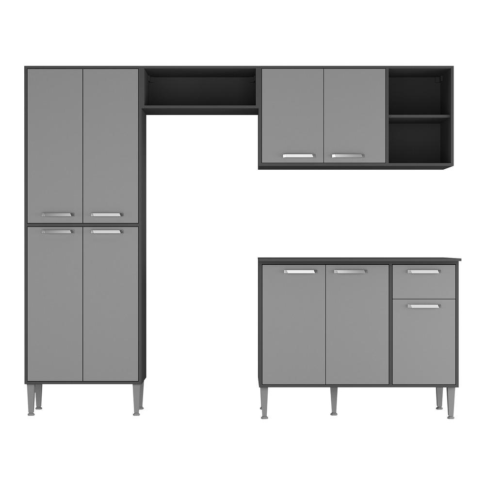 Armário de Cozinha Compacta Xangai Multimóveis VM2840 Preto/Grafite