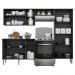 Armário de Cozinha Compacta c/ 2 Leds 3 pçs Pequim Multimóveis V3412 Preto/Lacca Fumê