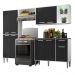 Armário de Cozinha Compacta c/ 2 Leds 4 pçs Xangai Multimóveis V3414 Branco/Preto