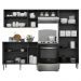 Armário de Cozinha Compacta c/ 3 Leds 3 pçs Pequim Multimóveis V3413 Preto/Lacca Fumê
