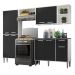Armário de Cozinha Compacta c/ 3 Leds 4 pçs Xangai Multimóveis V3415 Branco/Preto