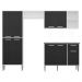 Armário de Cozinha Compacta c/ 3 Leds 4 pçs Xangai Multimóveis V3415 Branco/Preto