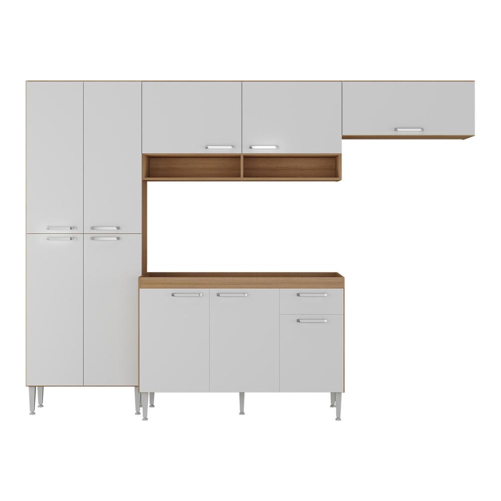 Armário de Cozinha Compacta com Armário e Balcão Paris Multimóveis MP2230 Rustic/Branco