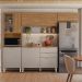 Armário de Cozinha Compacta com Balcão 250cm 4 Pçs Multimóveis CR20467 Amêndola/Nude Prime TX